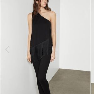 BCBGMaxazaria Fringe asymmetrical top